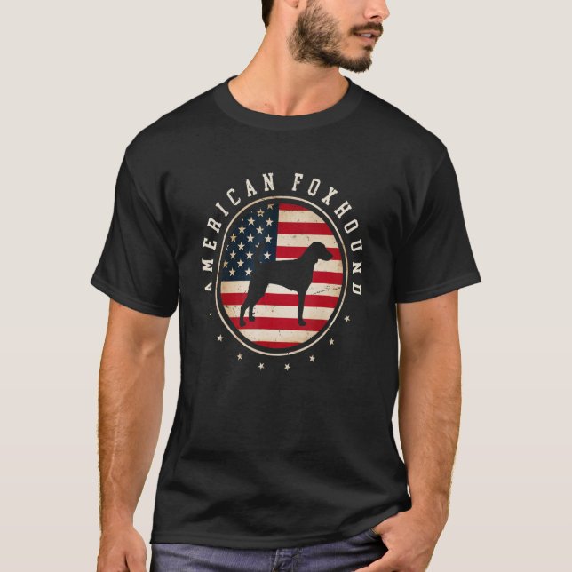 Camiseta American Foxhound Usa Flag 4 de julho Cachorro Mãe (Frente)