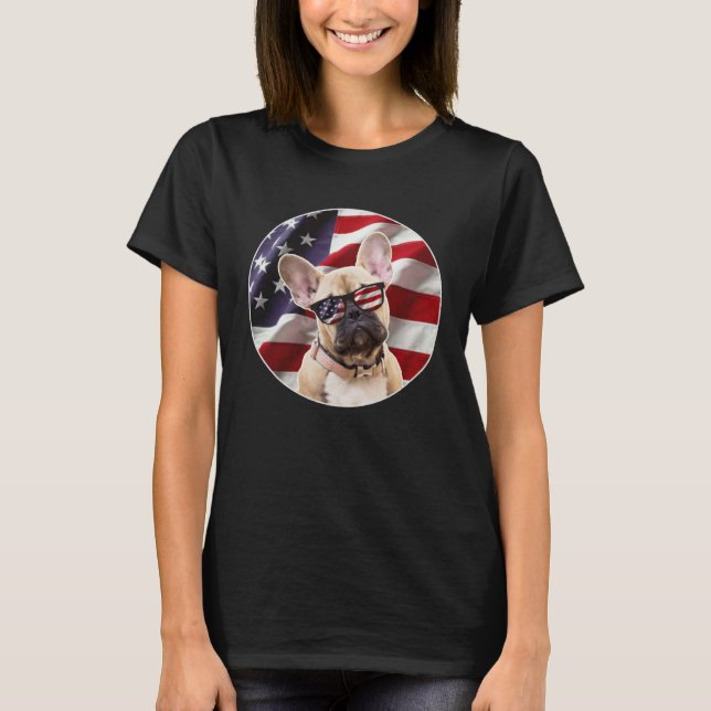 Camiseta American Frenchie Dog  USA Flag (Frente)