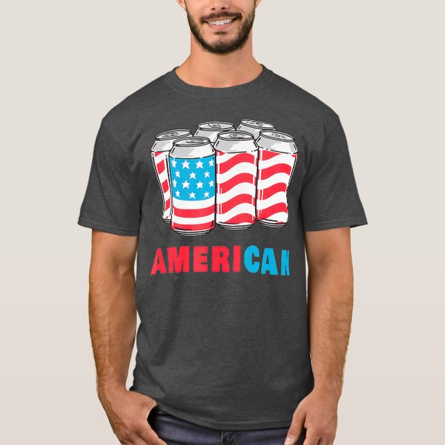 Camiseta AmeriCan Funny 4 de julho Beer Patriotic USA (Frente)