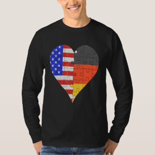 Camiseta American German Flag Heart