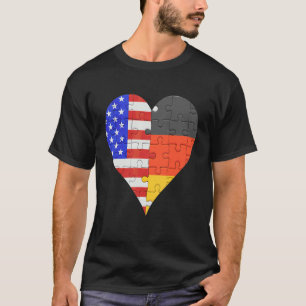 Camiseta American German Flag Heart