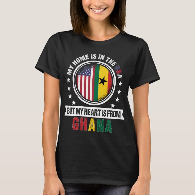 Camiseta American Ghanaian Flag Heart from Ghana Patriot (Frente)