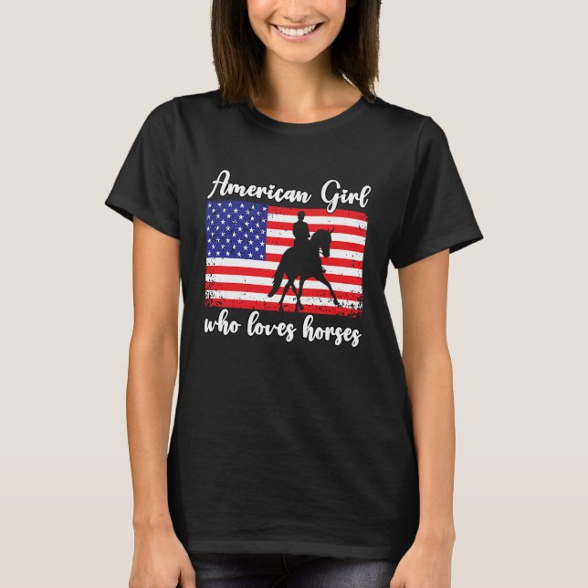 Camiseta American Girl que adora cavaleiros de eventos cava (Frente)