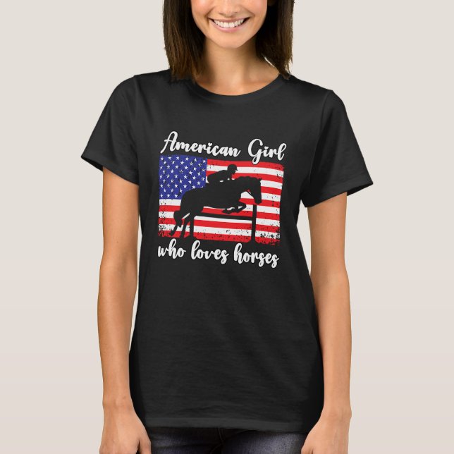 Camiseta American Girl who loves eventing horses rider  3 (Frente)