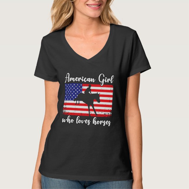 Camiseta American Girl who loves eventing horses rider  4 (Frente)