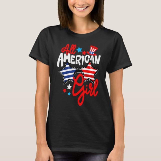 Camiseta American Girls Patriotic Julho 4º Diversão Para Fa (Frente)