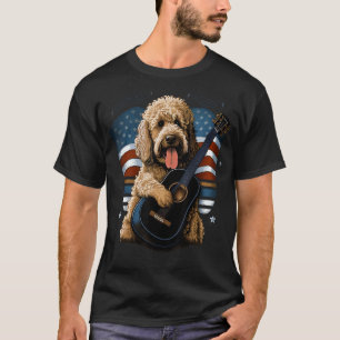 Camiseta American Golden Doodle Guitar EUA Goldendoodle Cas
