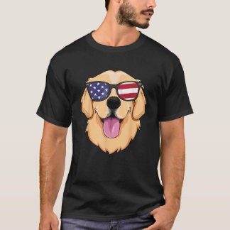 Camiseta American Golden Retriever EUA Cachorro Óculos de S