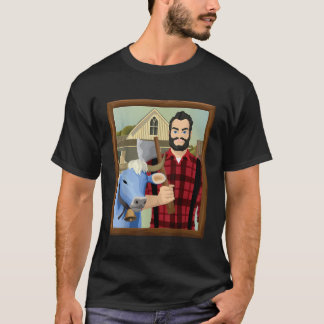 Camiseta American Gothic Parody MN Paul Bunyan e Babe Blu
