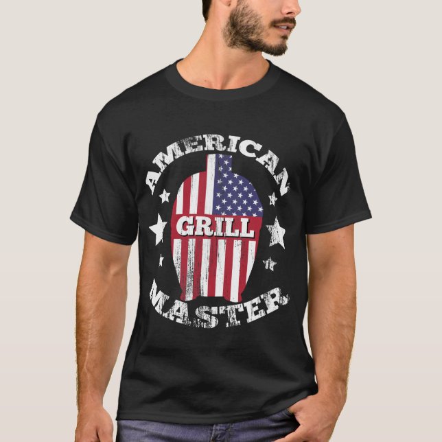 CAMISETA AMERICAN GRILL MASTER - KAMADO EUA FLAG (Frente)
