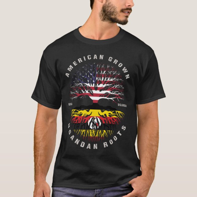 Camiseta American Grodan Roots Uganda Flag (Frente)
