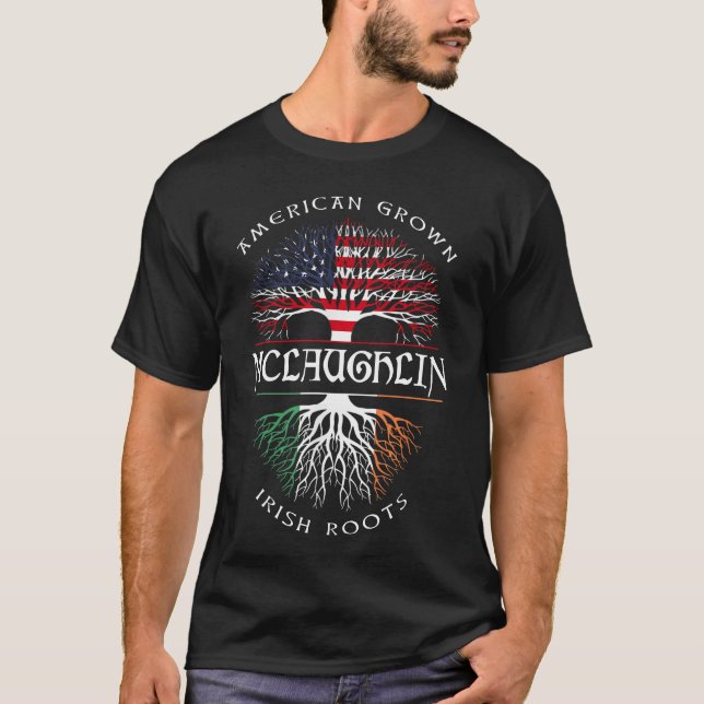 Camiseta American Groots Irish Roots MCLAUGHLIN Irish Name (Frente)