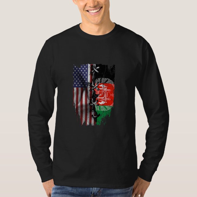 Camiseta American Grown Afghan Roots USA Afghanistan Flag (Frente)