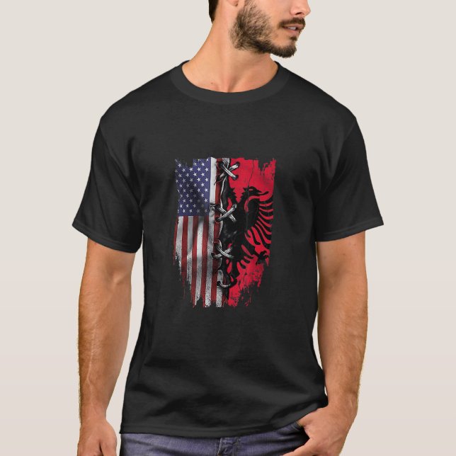 Camiseta American Grown Albania Roots USA Albanian Flag (Frente)