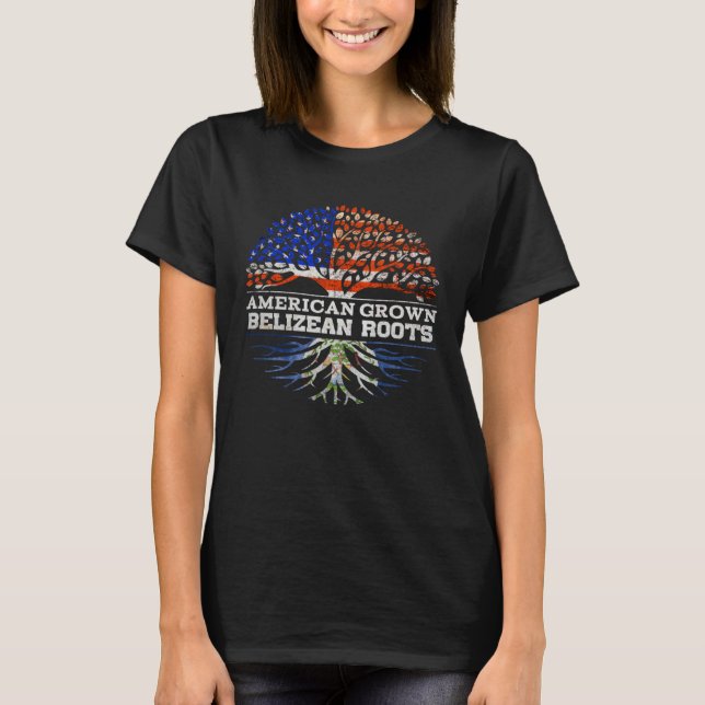 Camiseta American Grown Belizean Roots America Belize Tree  (Frente)