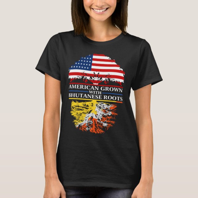 Camiseta American Grown Bhutanese Roots Bhutan Asian Family (Frente)