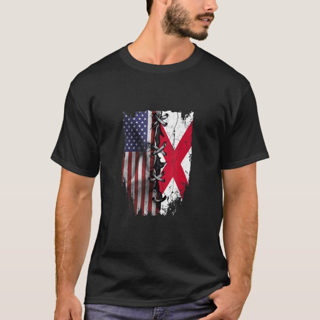 Camiseta American Grown British Roots USA Northern Flag (Frente)