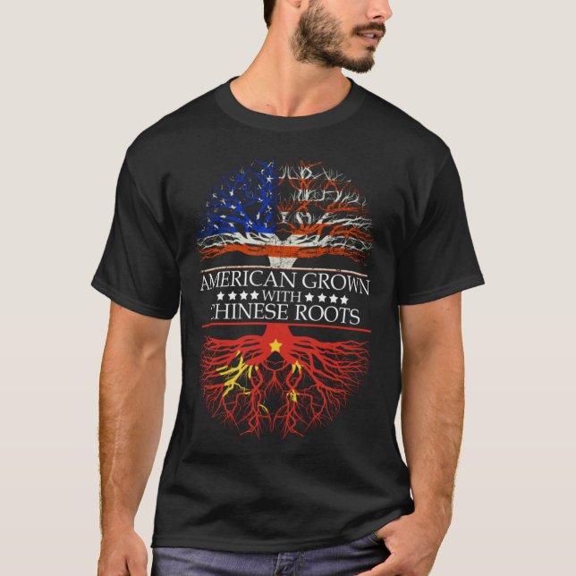 Camiseta American Grown Chinese Roots China (Frente)