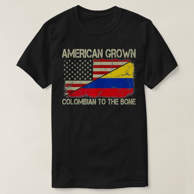 Camiseta American Grown Colombian To The Bone US Colombia F (Frente do Design)