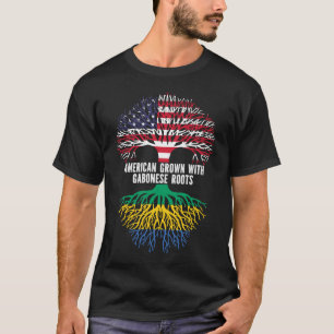 Camiseta American Grown com bandeira do Gabão Roots USA