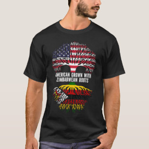 Camiseta American Grown com bandeira do Zimbábue Roots USA