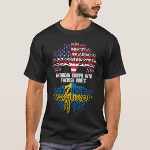Camiseta American Grown com bandeira Sueca Roots USA