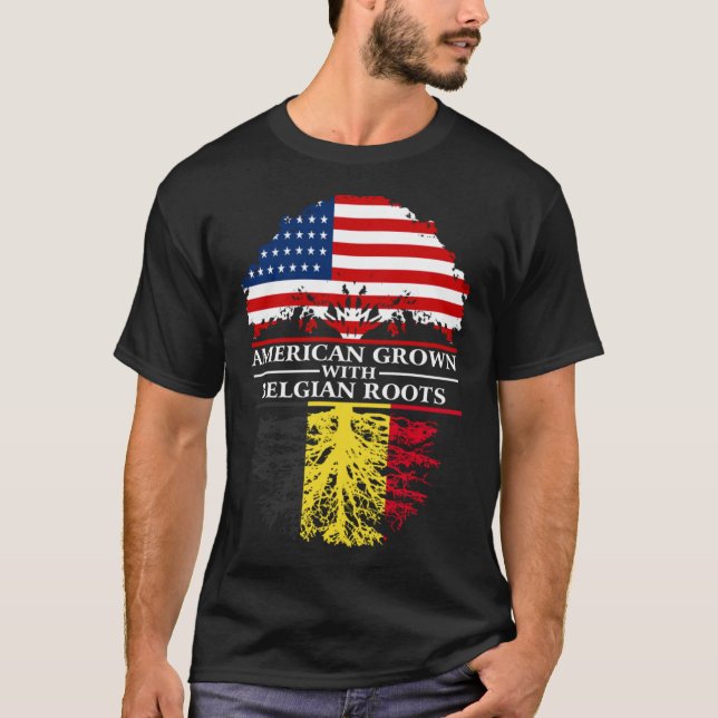 Camiseta American Grown com Belga Roots Bélgica (Frente)