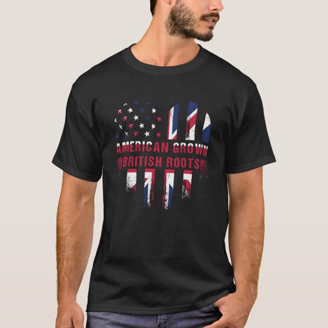 Camiseta American Grown com British Roots Reino Unido L (Frente)