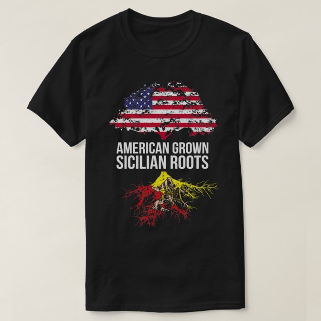Camiseta American Grown com Raízes Sicilianas (Frente do Design)