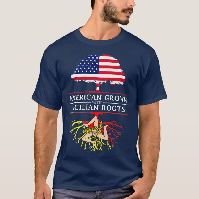 Camiseta American Grown com Raízes Sicilianas (Frente)