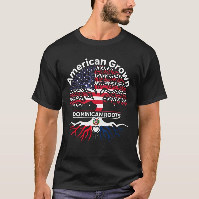 Camiseta American Grown Dominican Roots American Dominican  (Frente)