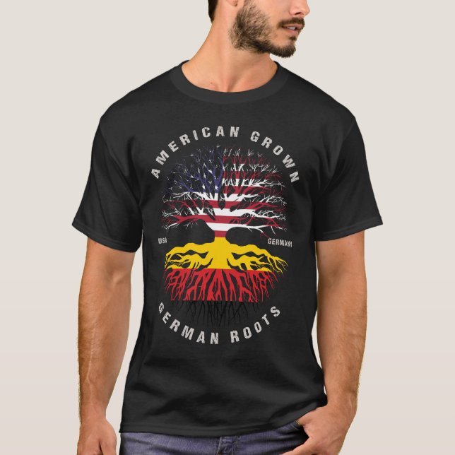 Camiseta American Grown GERMAN Roots Alemanha Bandeira (Frente)