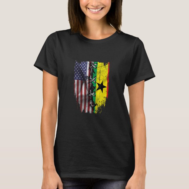 Camiseta American Grown Ghanaian Roots USA Ghana Flag (Frente)