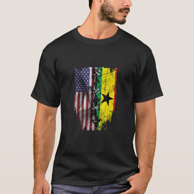 Camiseta American Grown Ghanaian Roots USA Ghana Flag (Frente)