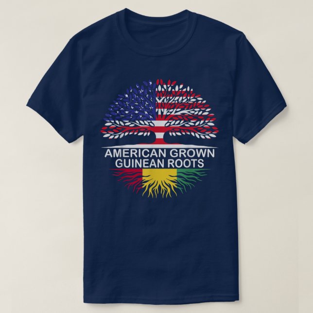Camiseta American Grown Guinean Roots Guinea Flag  (Frente do Design)