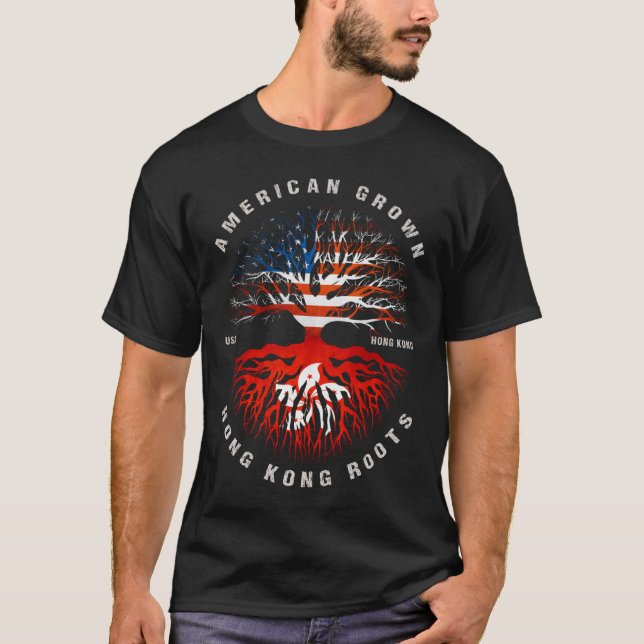 Camiseta American Grown Hong Kong Roota Bandeira de Hong Ko (Frente)