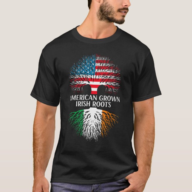 Camiseta American Grown Irish Roots Flag Ireland St Patrick (Frente)