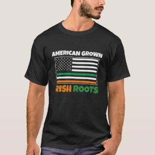 Camiseta American Grown Irish Roots Flag Ruas Engraçadas. P