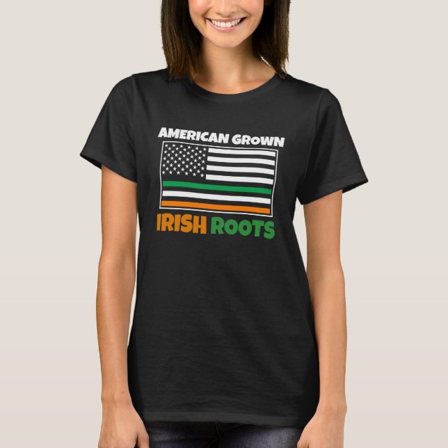 Camiseta American Grown Irish Roots Flag  St Pattys Day Par (Frente)