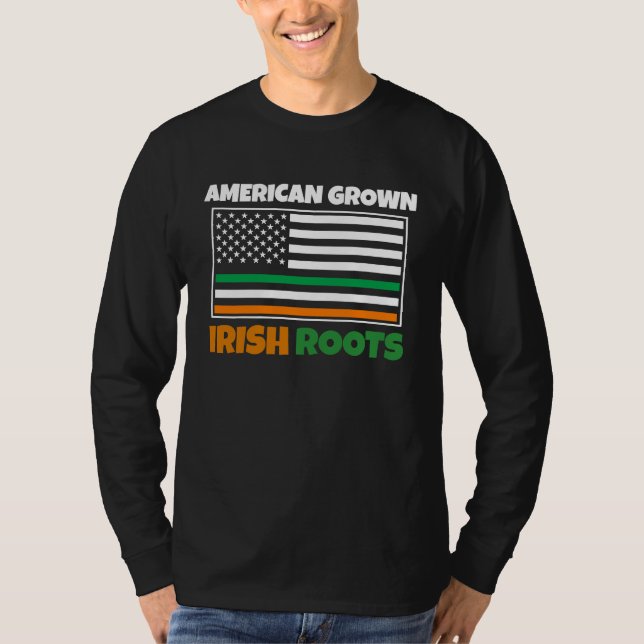 Camiseta American Grown Irish Roots Flag  St Pattys Day Par (Frente)