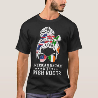 Camiseta American Grown Irish Roots Messaging Bun Hair Rua 