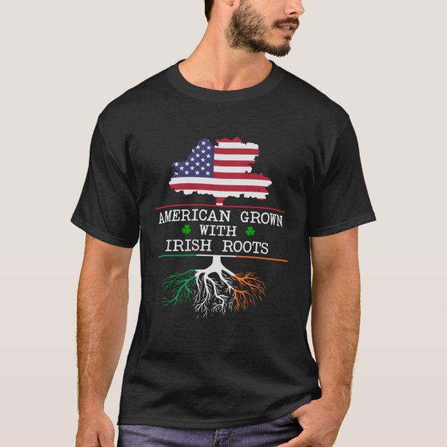Camiseta American Grown Irish Roots St Patrick s Day Irelan (Frente)