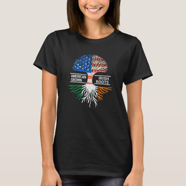 Camiseta American Grown Irish Roots USA Ireland Flag ST PAT (Frente)