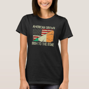 Camiseta American Grown Irish To Bone Us Ireland Flag R