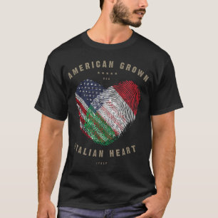 Camiseta American Grown Italiana Heart Love Italy Flag