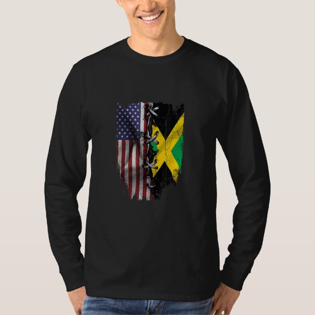 Camiseta American Grown Jamaican Roots USA Jamaica Flag (Frente)