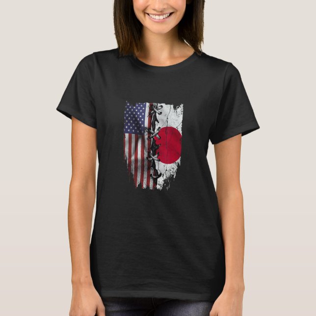 Camiseta American Grown Japanese Roots USA Japan Flag (Frente)