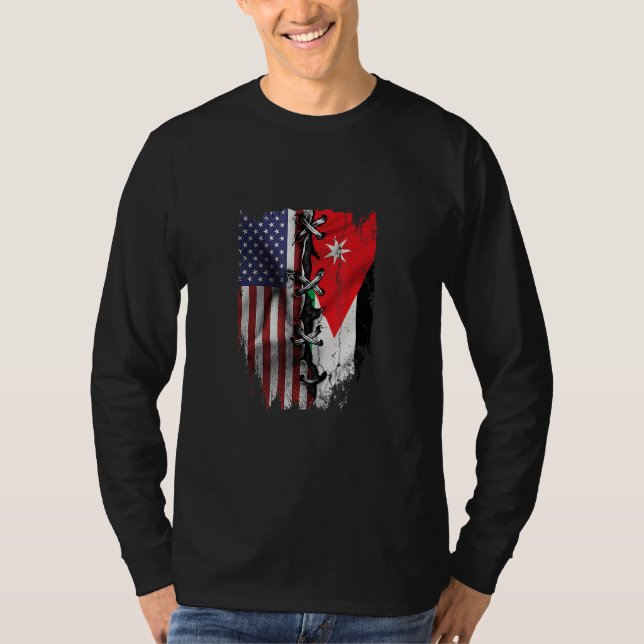 Camiseta American Grown Jordanian Roots USA Jordan Flag (Frente)