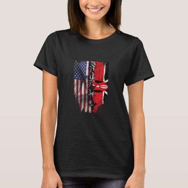 Camiseta American Grown Kenyan Roots USA Kenya Flag (Frente)