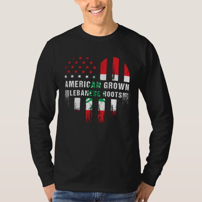 Camiseta American Grown Lebanese Roots Lebanon Heart Flag M (Frente)